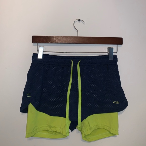 Champion Dark Blue & Green athletic shorts size S - Picture 2 of 6